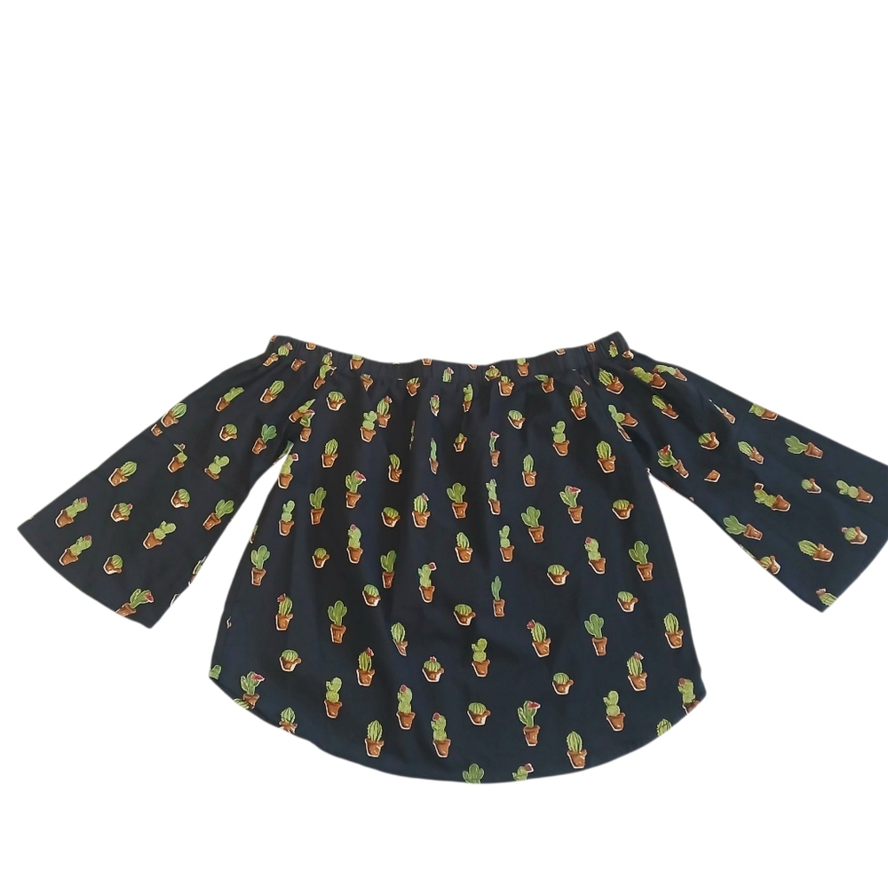 Francesca's Collections Cactus Print Off Shoukder Blouse XS
